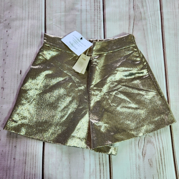 **SOLD** NWT Maje High Waist Gold Metallic Silk Blend Shorts | Women's Size 2-4 - Picture 3 of 14